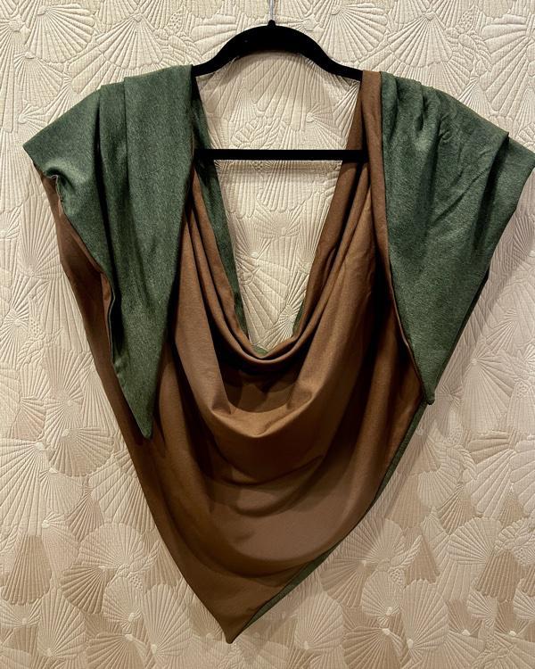Squasht Triangle Scarf Jersey Heathered Olive and Toffee