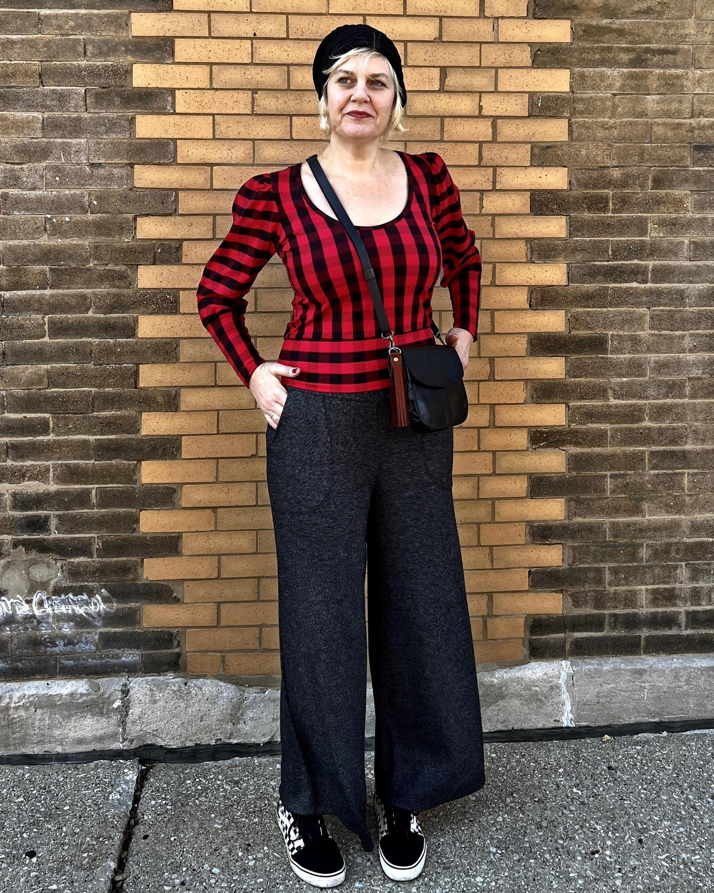 Squasht Etta Wide Leg Pants in Charcoal Sweater Knit