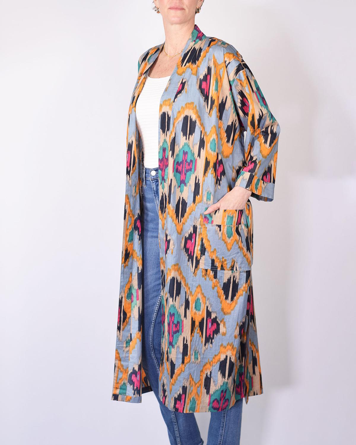 Txtile Lightweight Cotton Robe - Lavender Ikat