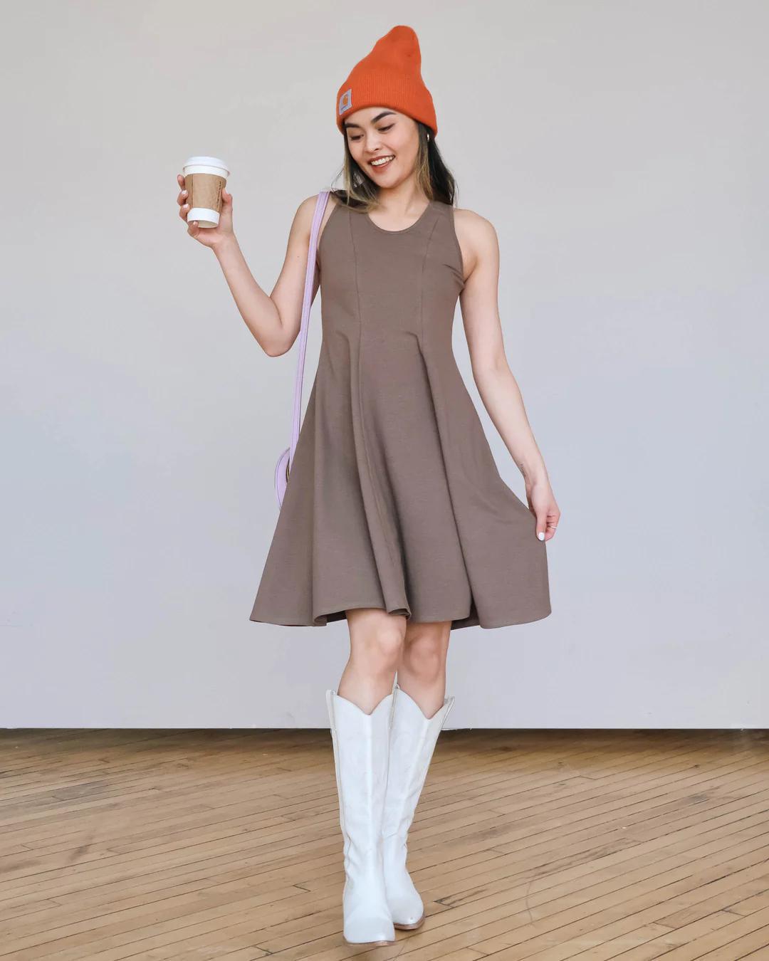 Wulfka Adria A-Line Dress in Mushroom - SALE