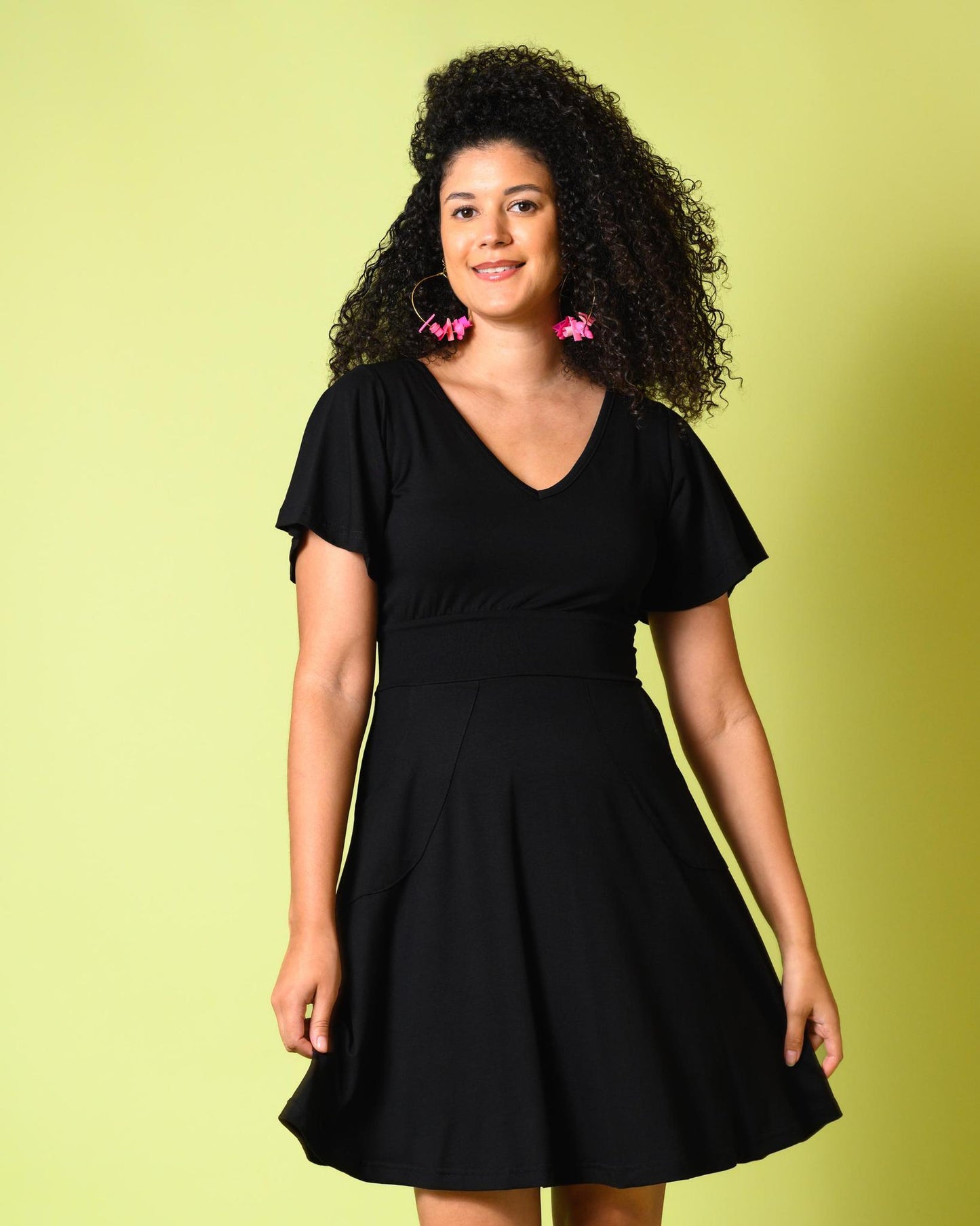 Squasht Alina Dress in Black with Colorful Floral Print