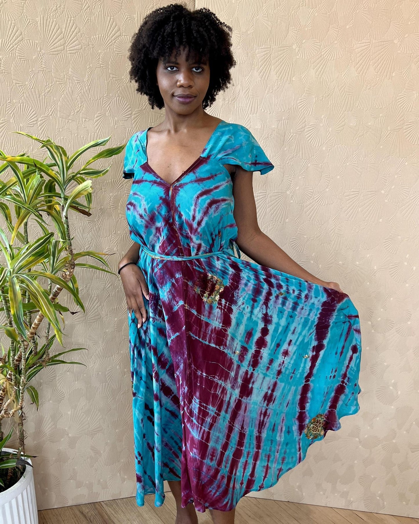 Indie Ella Venus Maxi Dress in Turquoise Dreams Tie Dye - Size S/M