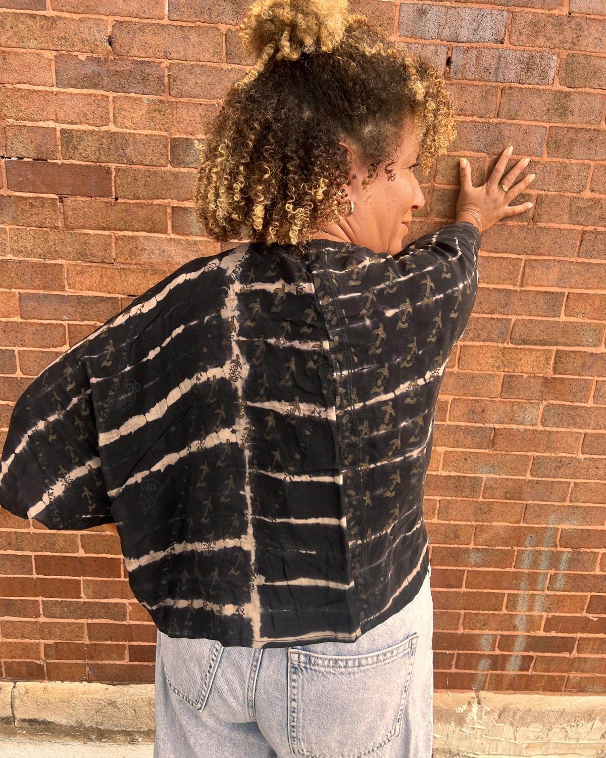Indie Ella Ronak Jacket in Midnight Tie-Dye Stripes