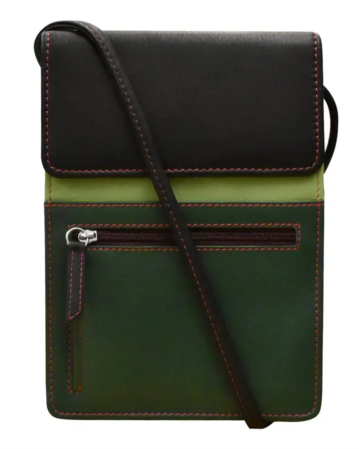 ili Leather Organizer on a String - Forest Multi