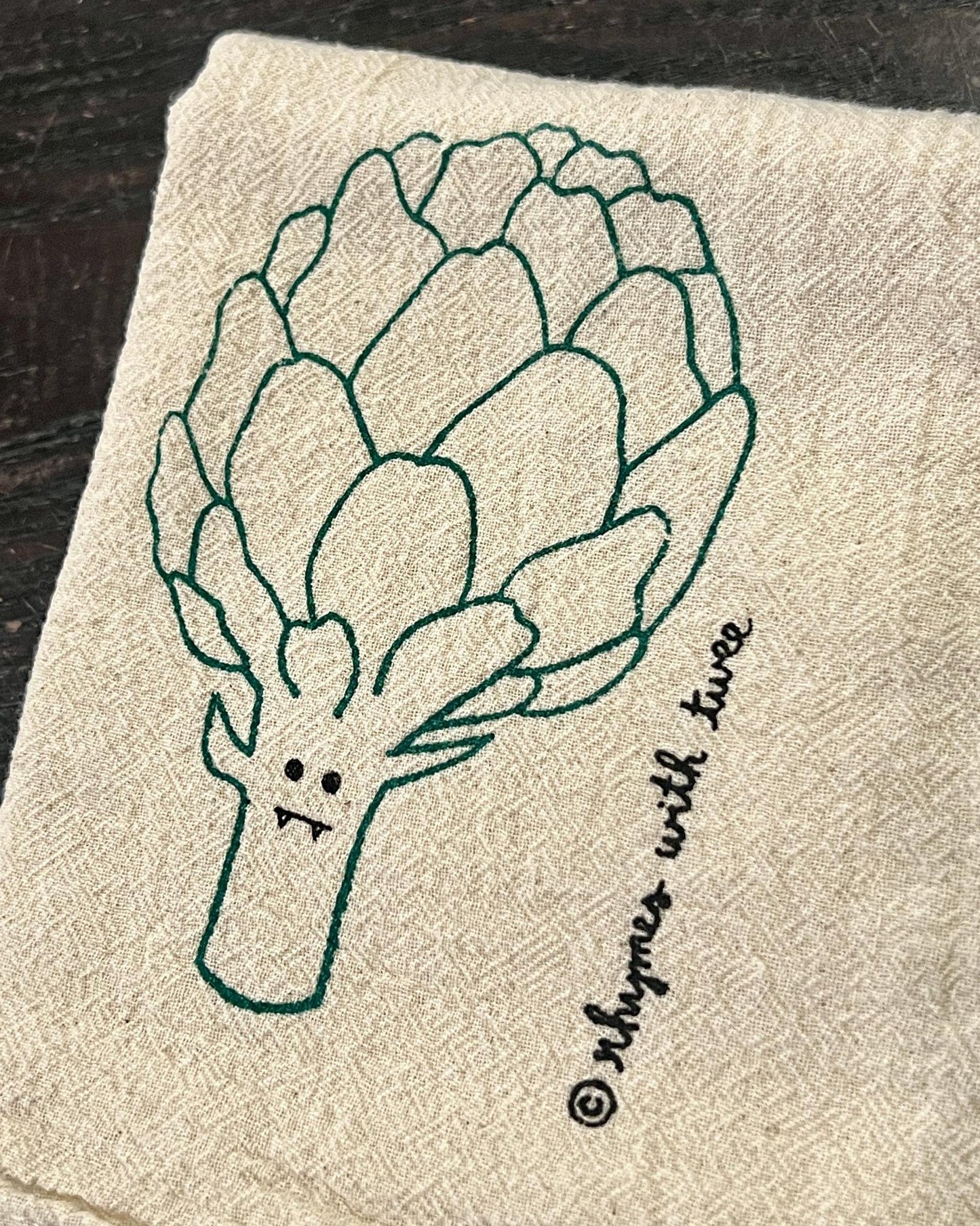 Rhymes With Twee Vampire Veggie Tea Towel - Artie Artichoke