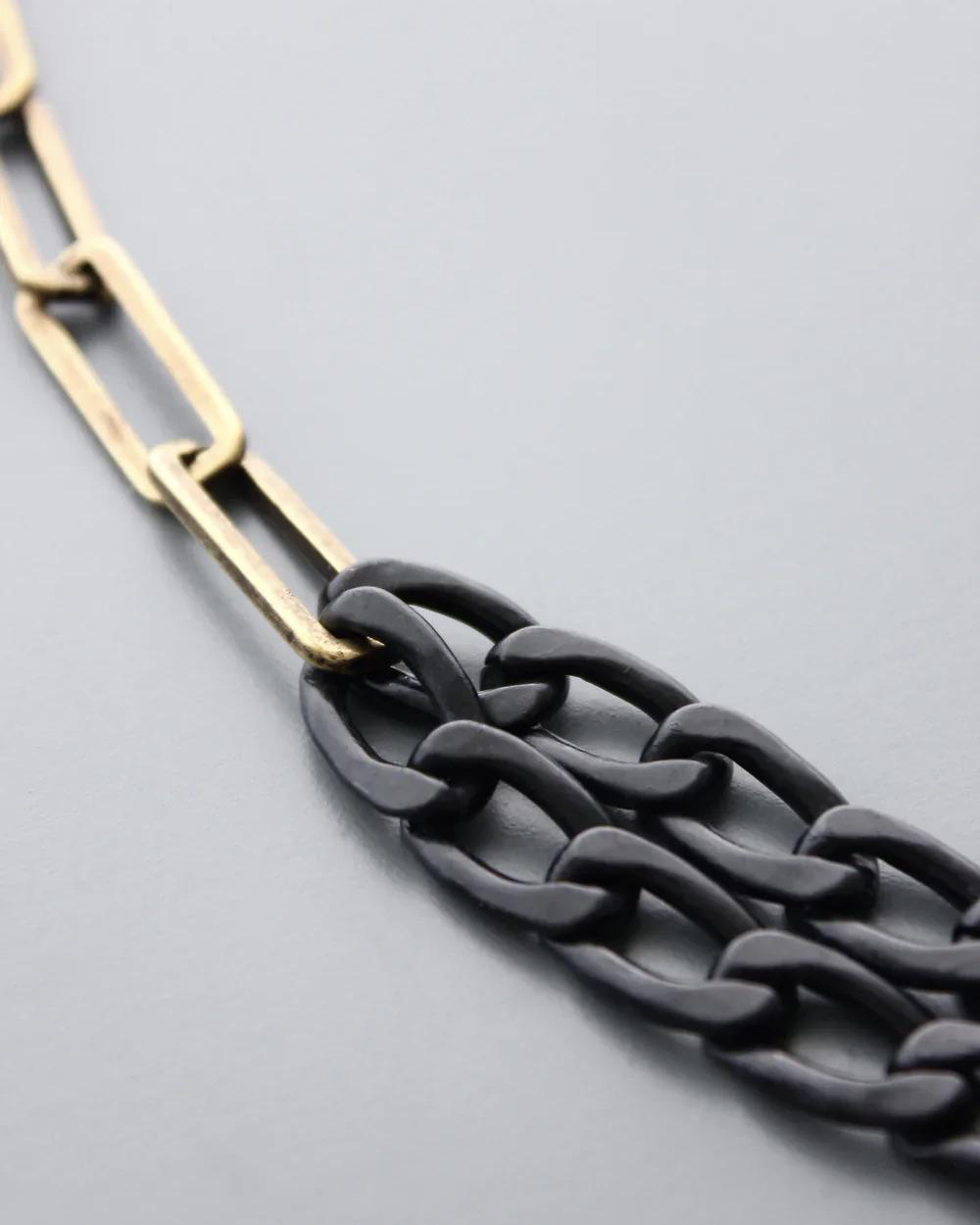 David Aubrey Black and Brass Chain Necklace