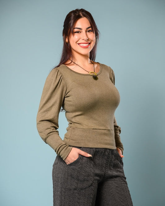 Squasht Violetta Sweater in Light Olive Green