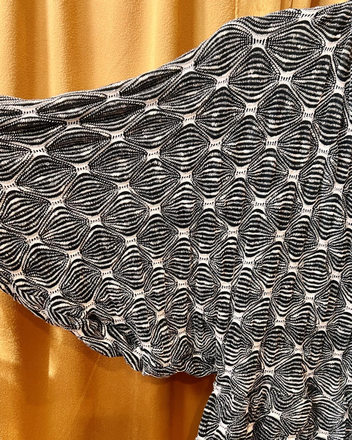 Squasht Batwing Sweater in Textured Black and White Diamond Print Knit