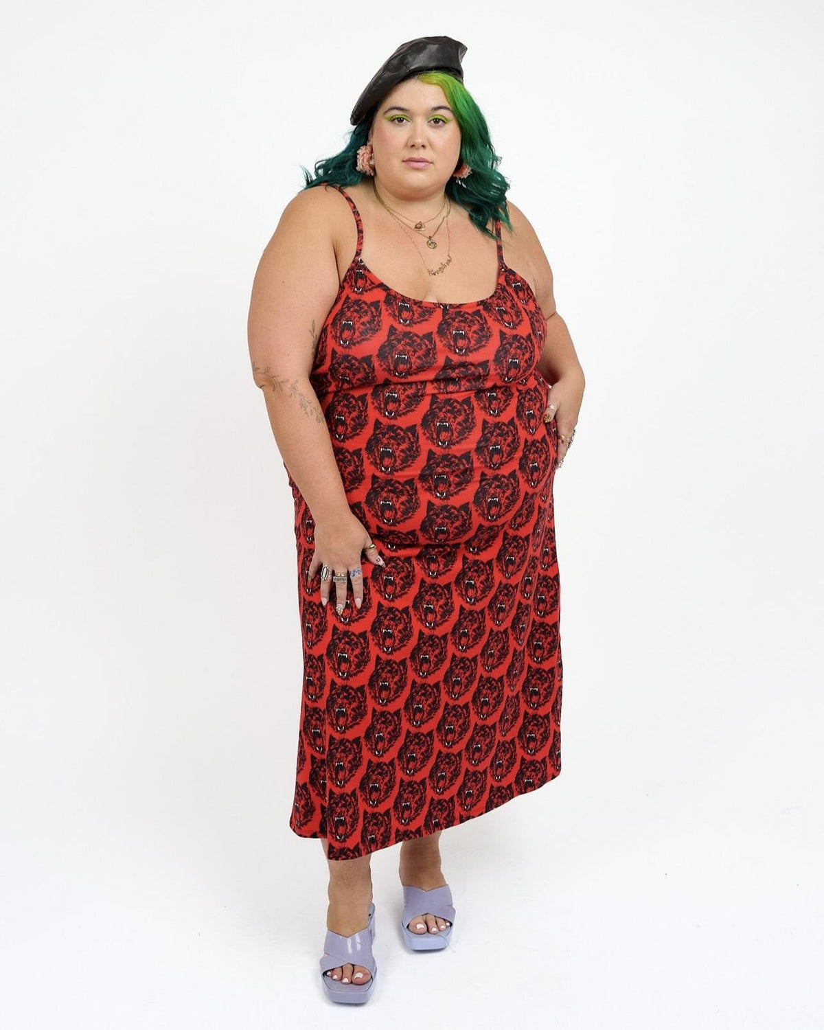 Nooworks Spaghetti Slip Dress in Wolverine