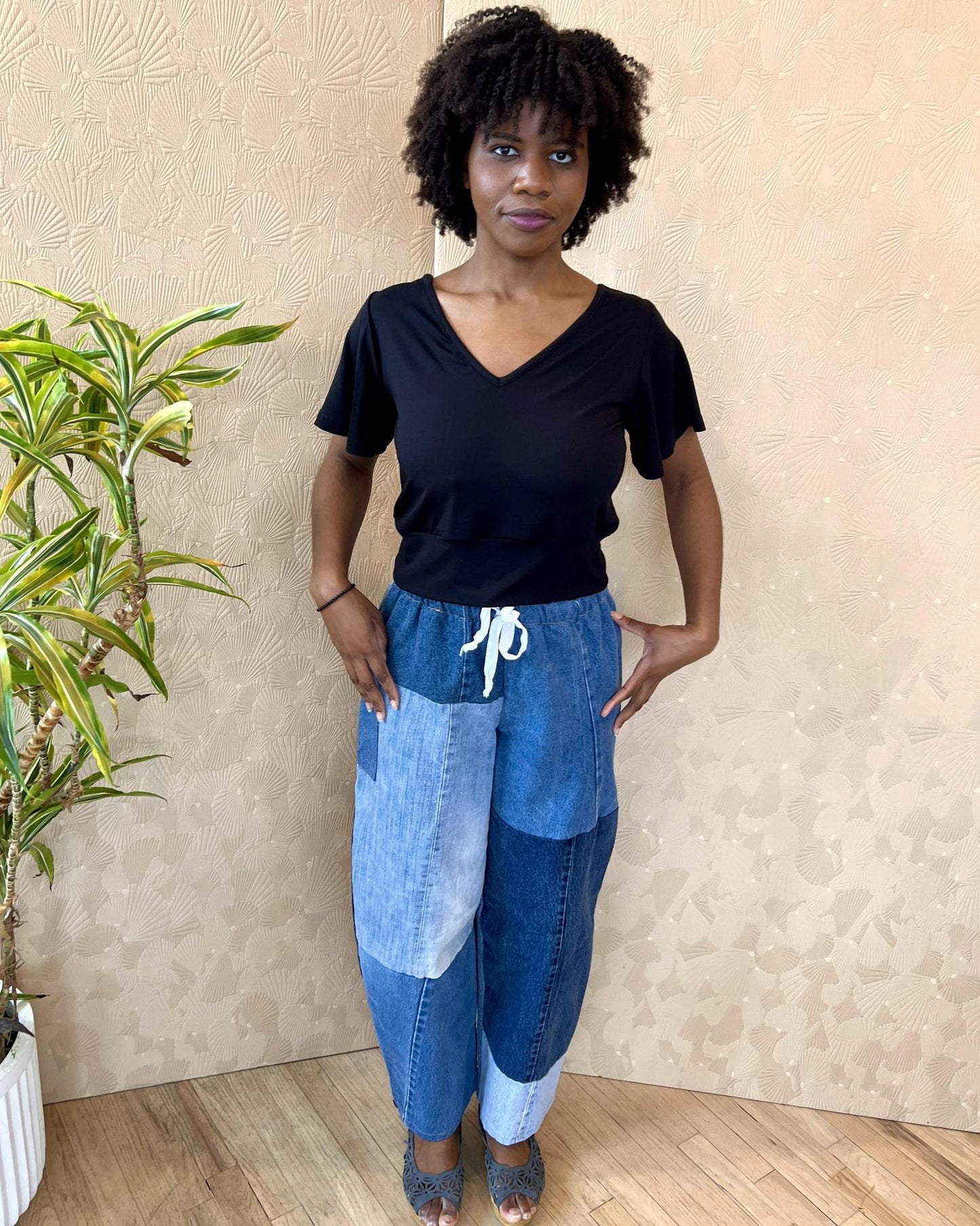 Squasht Bell Sleeve Ballet Top in Black