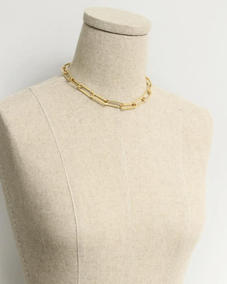 David Aubrey Gold Paperclip Chain Necklace