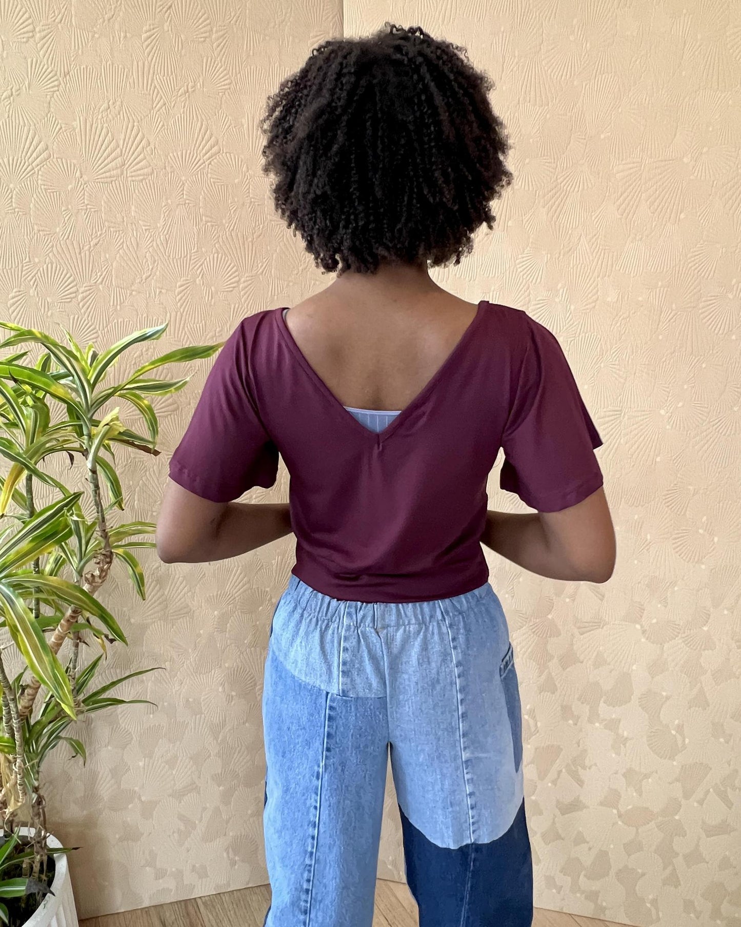 Squasht Bell Sleeve Ballet Top in Merlot