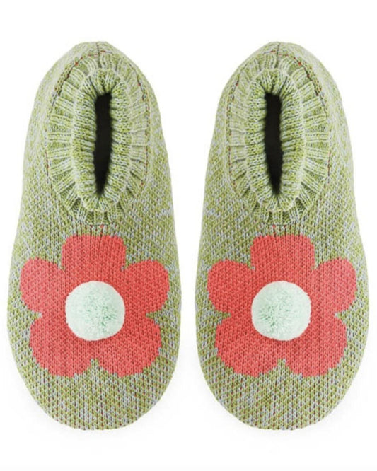 Verloop Flower Sock Slippers Stone Blue Green Marl