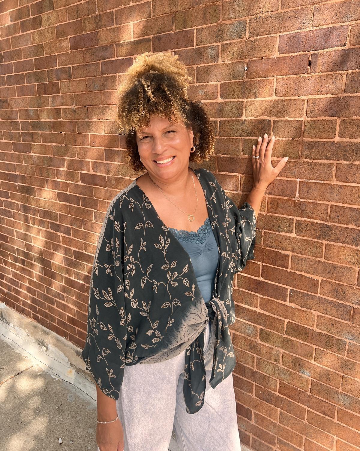 Indie Ella Ronak Jacket in Dusty Teals and Grays