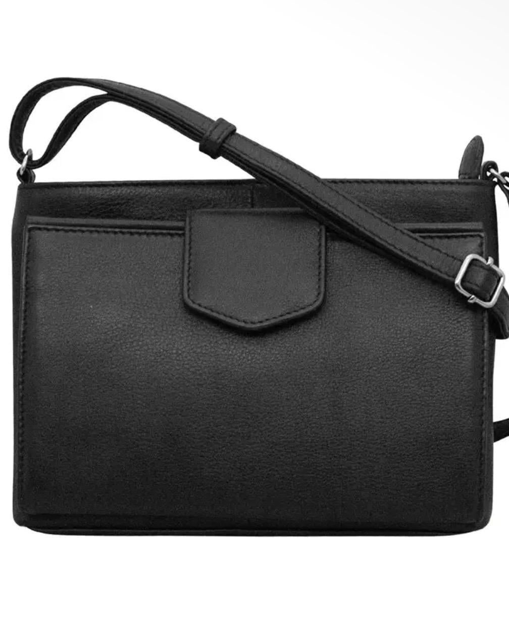 ili Leather Medium Organizer Crossbody in Black