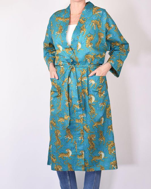 Txtile Lightweight Cotton Robe - Tropic Tiger Print