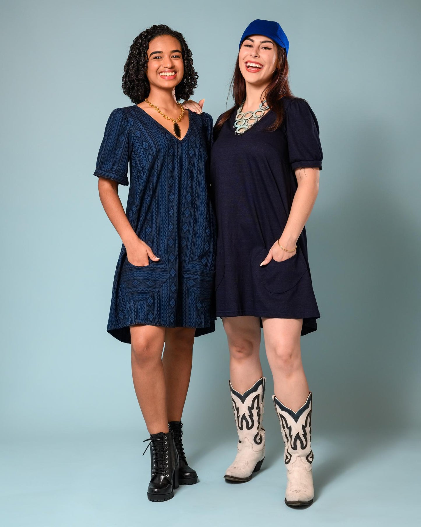 Squasht Winifred Dress Blue & Black Geo Print