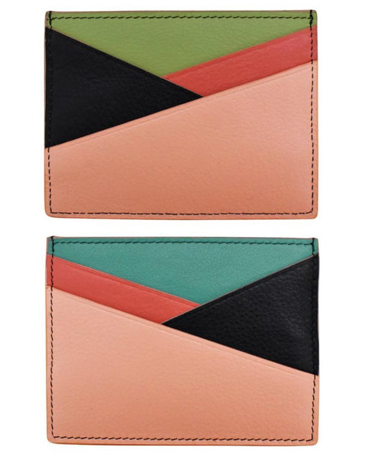 ili Asymmetric Card Case Peach Multi