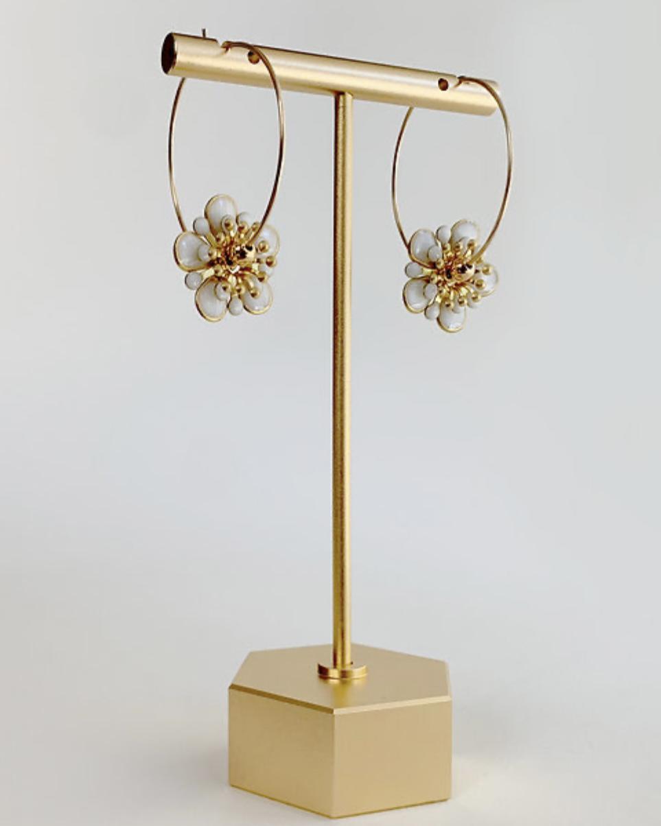 caliLOVESchi 14k Gold Hoops - White Daisy