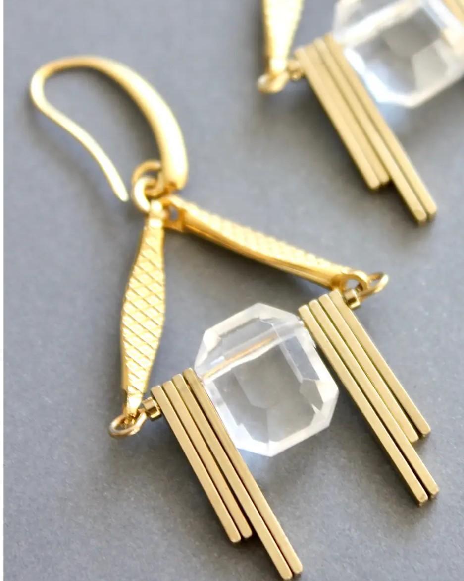 David Aubrey Acrylic and Brass Geometric Earrings