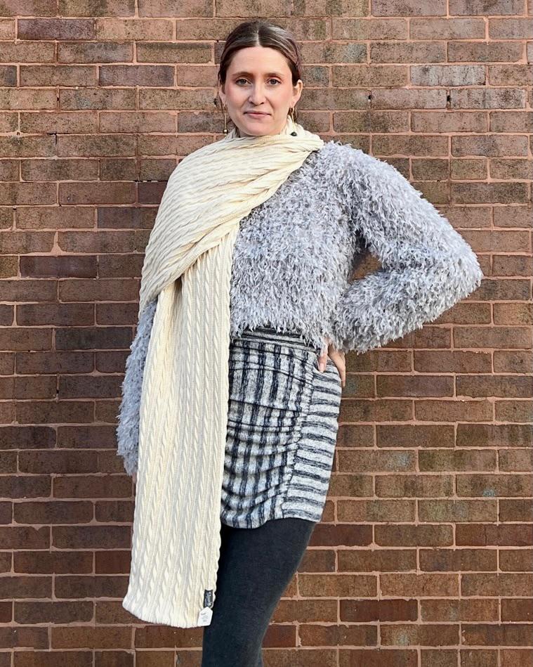 Squasht Oversized Scarf Cream Cable Knit