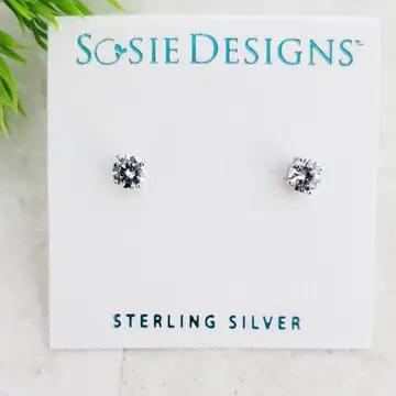 Sosie Designs Silver CZ Round Stud Earrings Clear