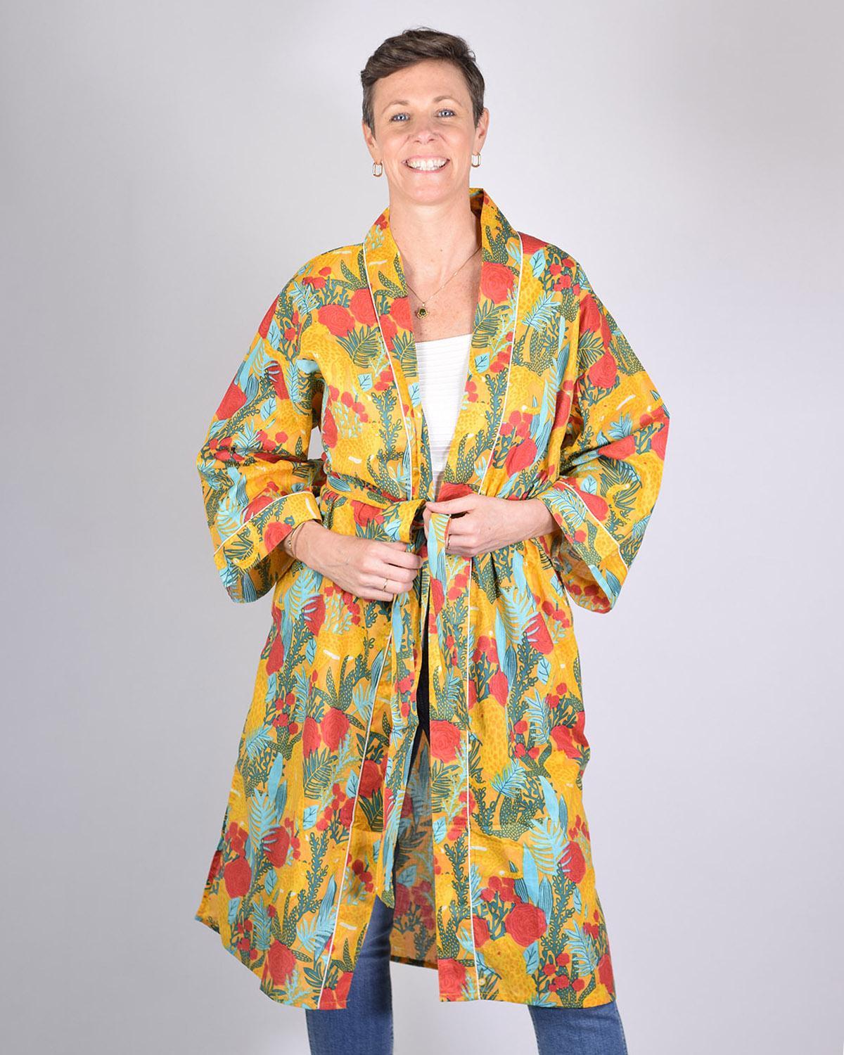 Txtile Lightweight Cotton Robe - Morning Jungle