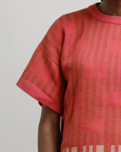 The Endery Bauhaus Short Sleeve Sweater Tee in Aurora (Red/Orange)