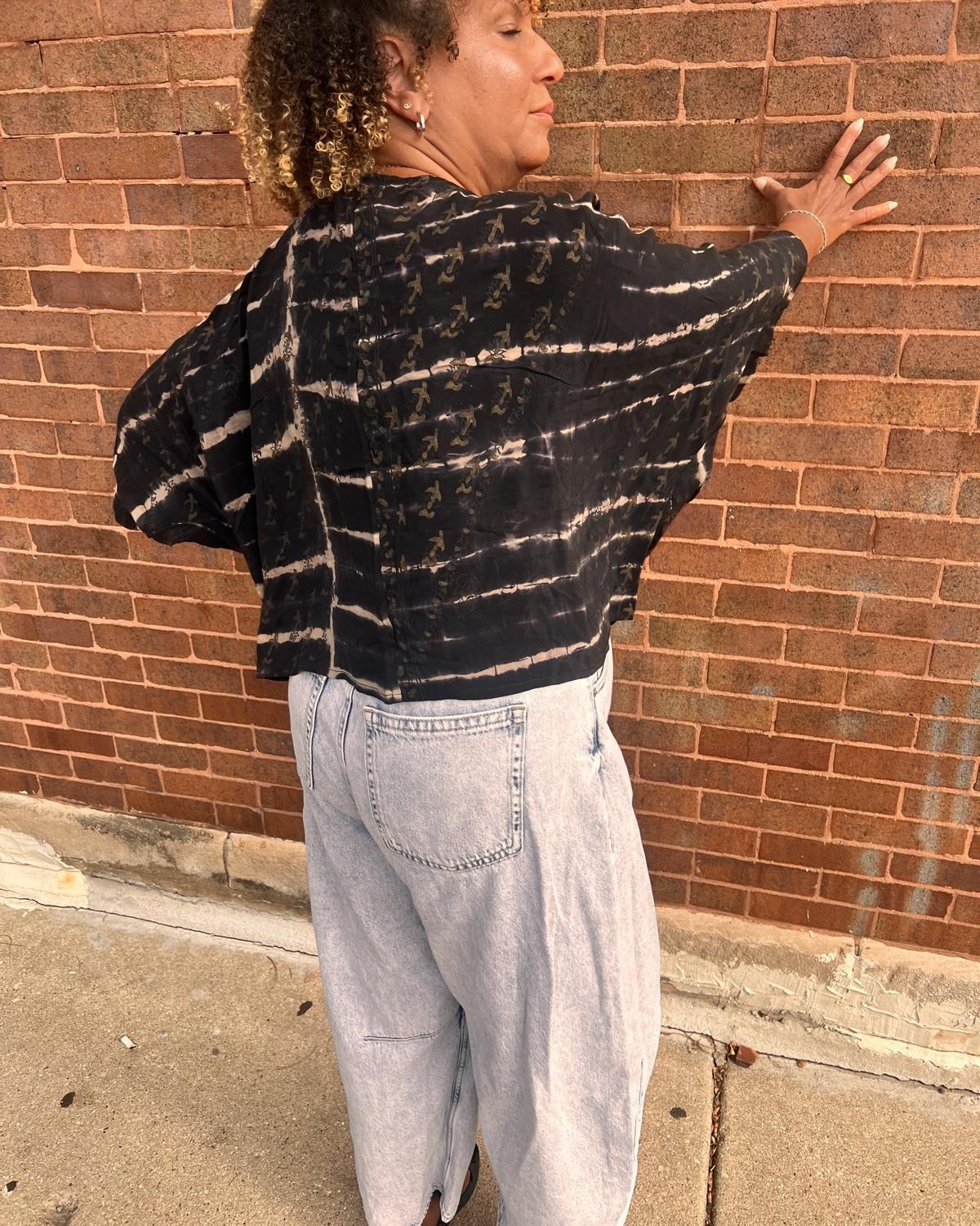 Indie Ella Ronak Jacket in Midnight Tie-Dye Stripes
