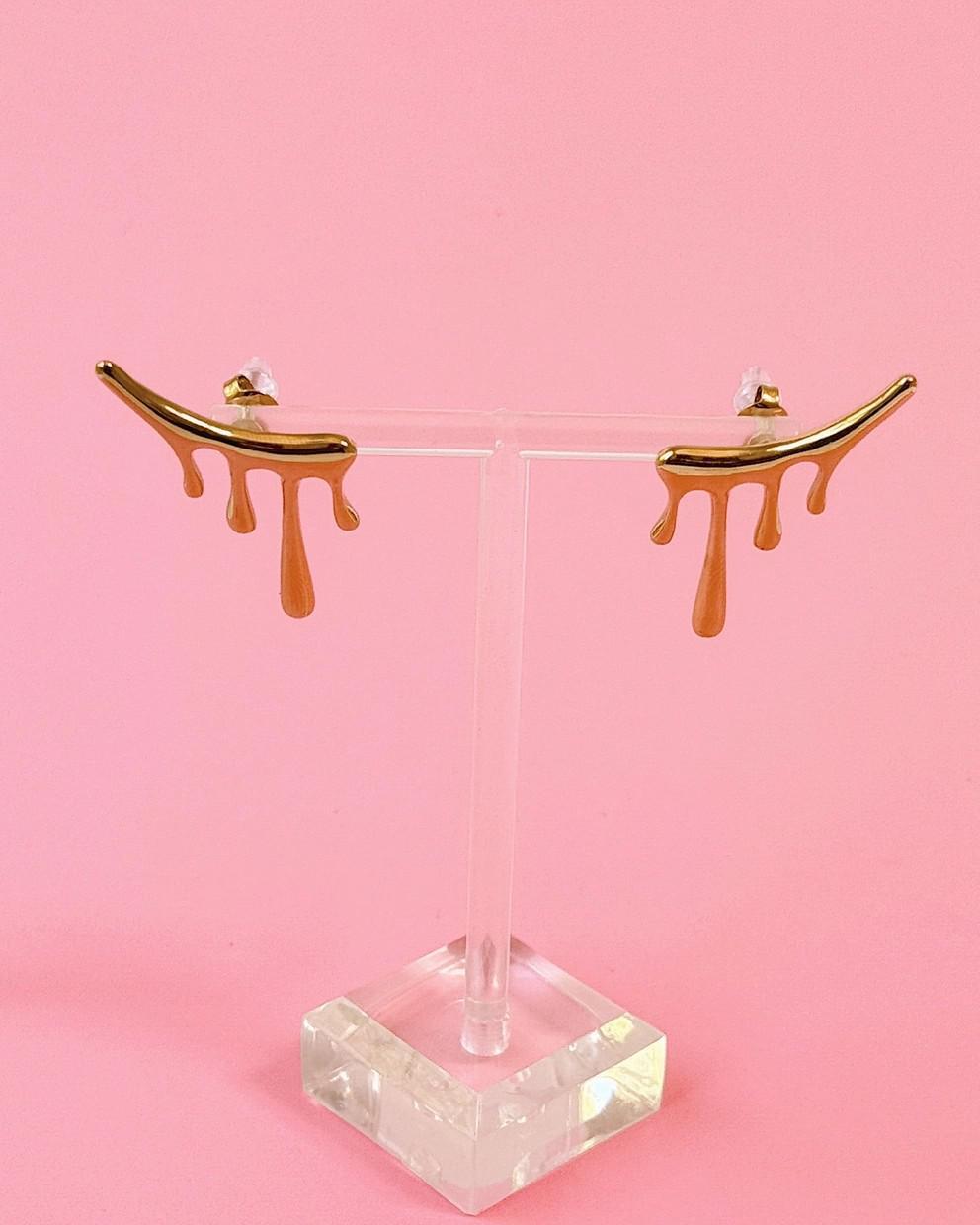 Golden Hour Drip Stud Ear Climber Earrings