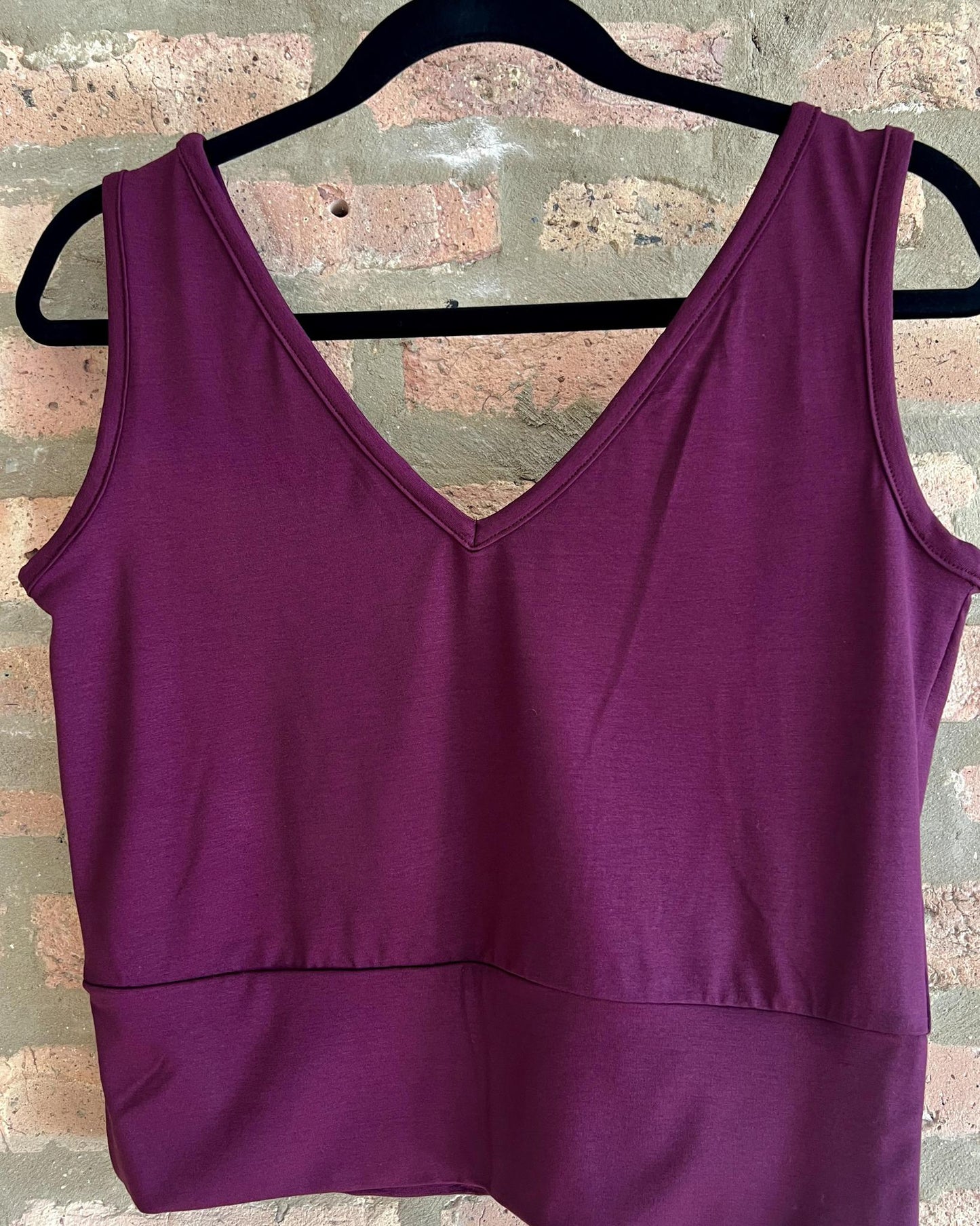 Squasht Sleeveless Ballet Top in Solid Merlot (Burgundy)