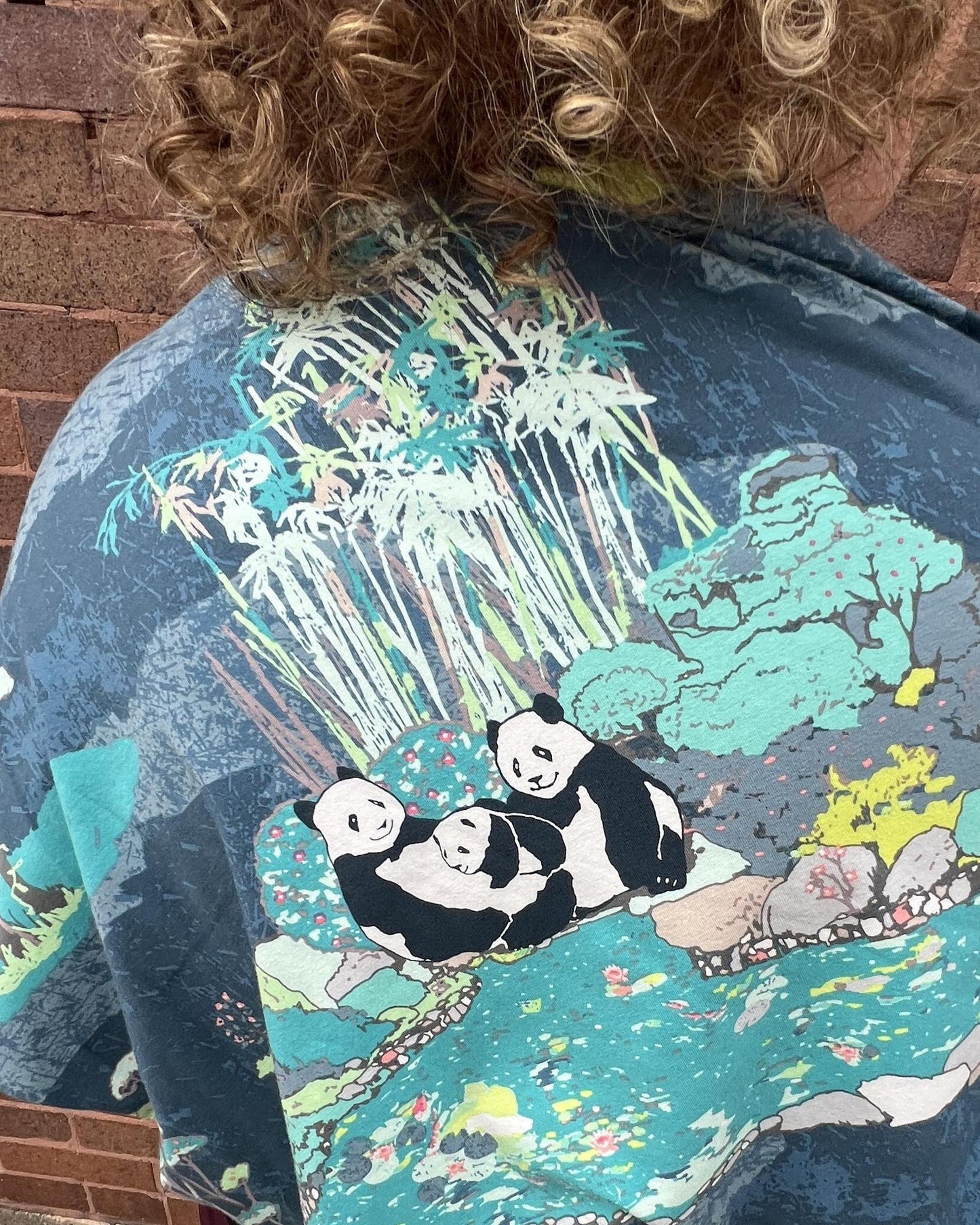 Squasht Reversible Triangle Scarf in Panda Party and Bright Blue