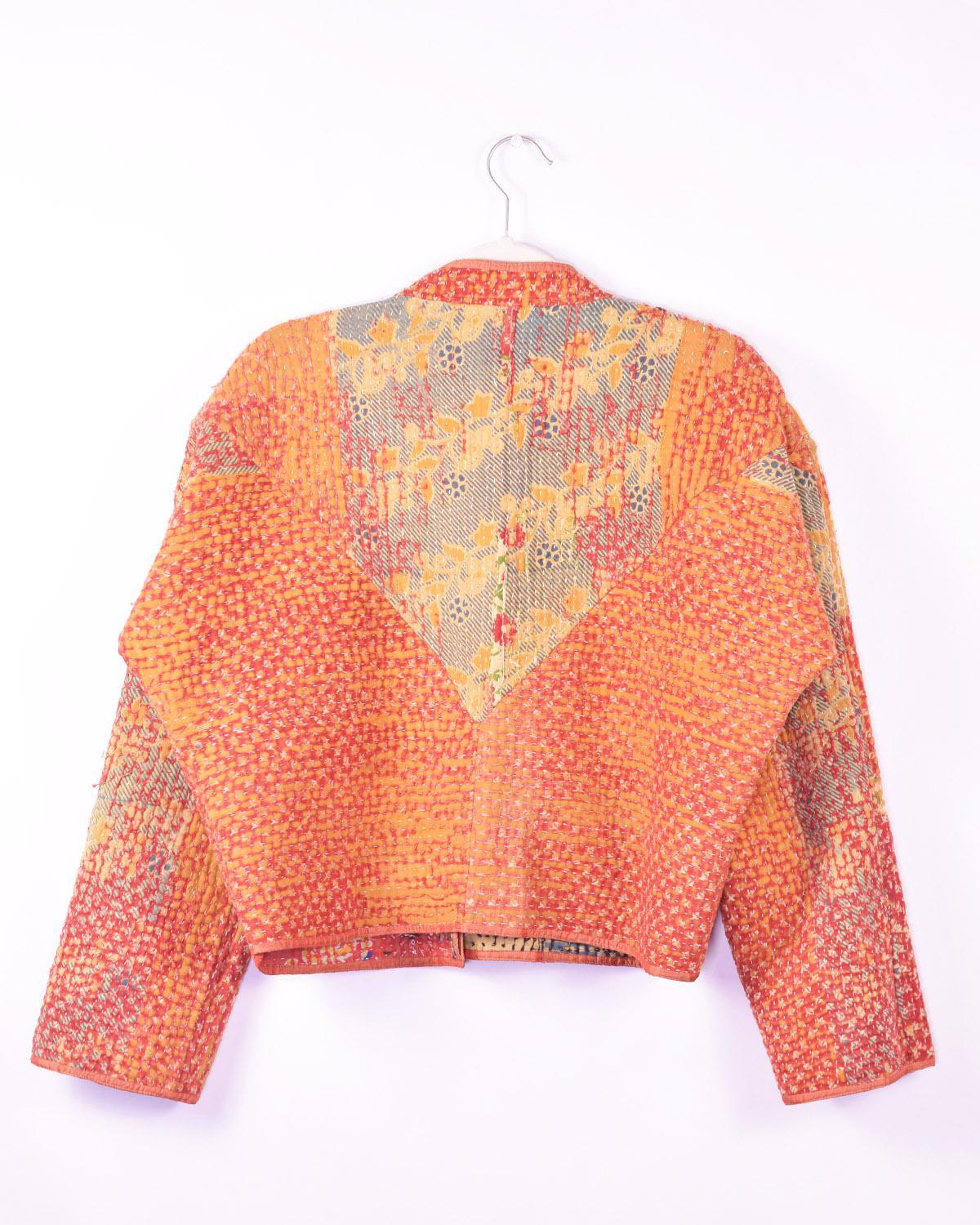 Txtile Sofie Pumpkin Quilted Reversible Patchwork Kantha Jacket
