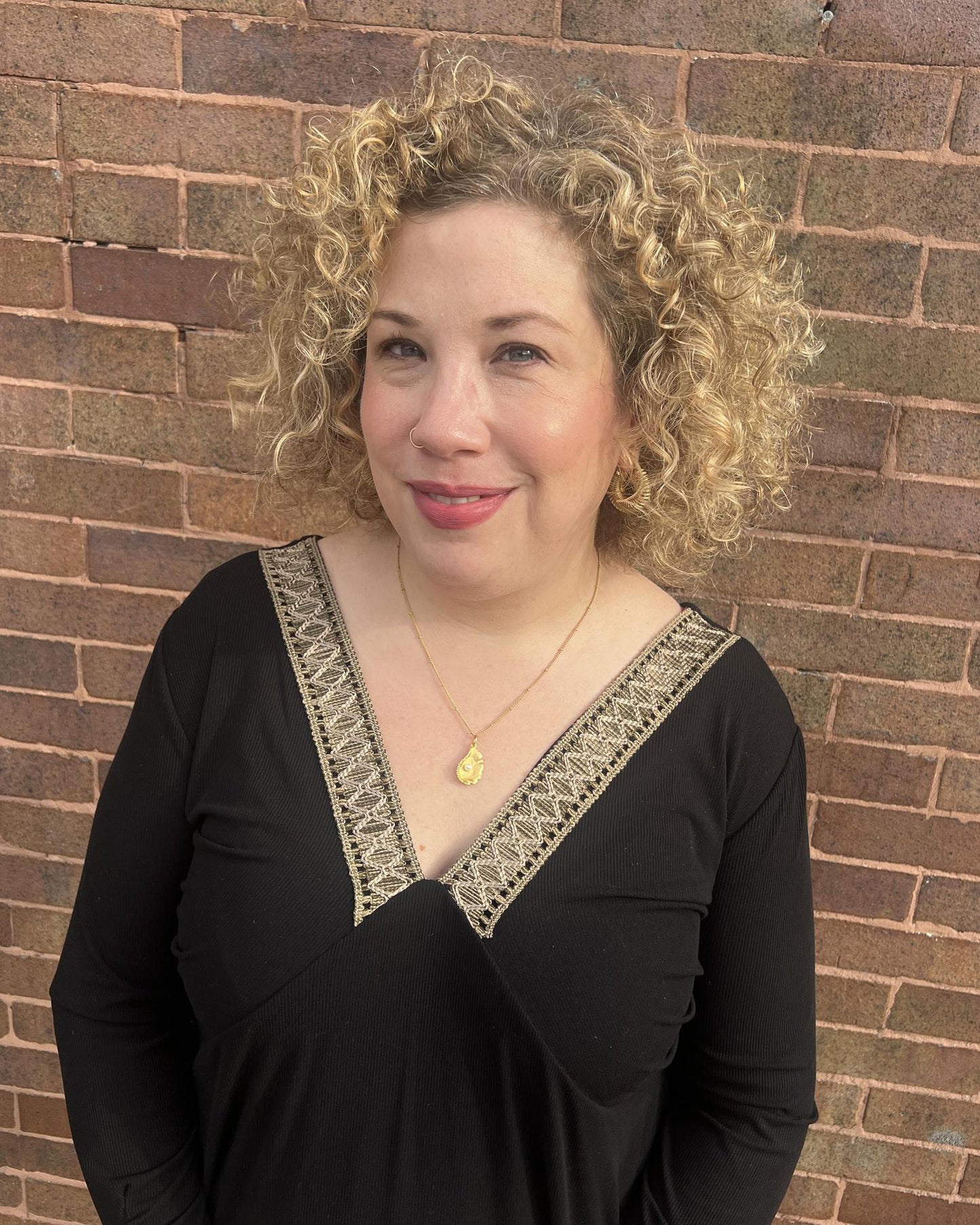 Squasht Drea Draped Dress in Black with Sage & Gold Vintage Trim