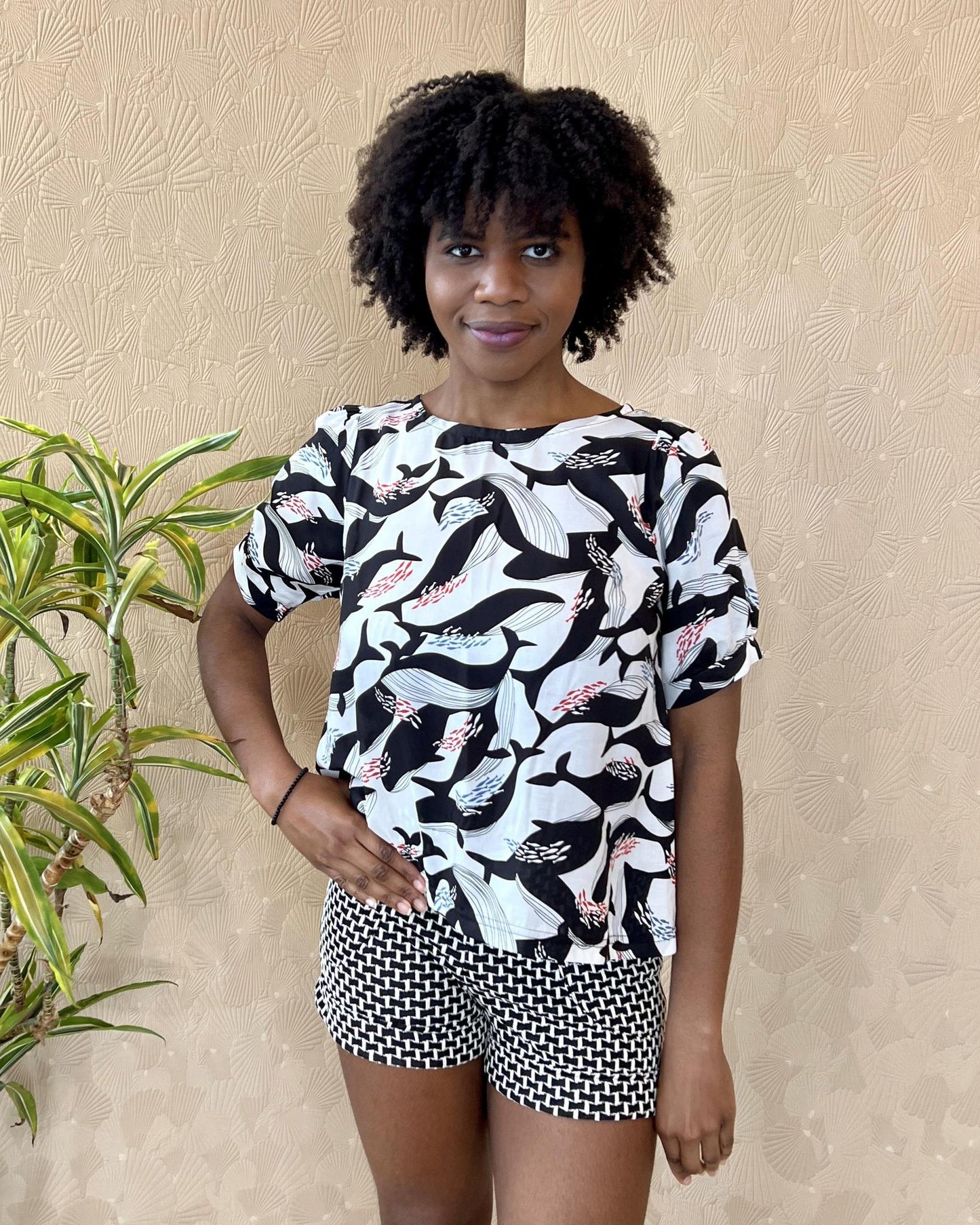Squasht Puff Sleeve Top in Whales