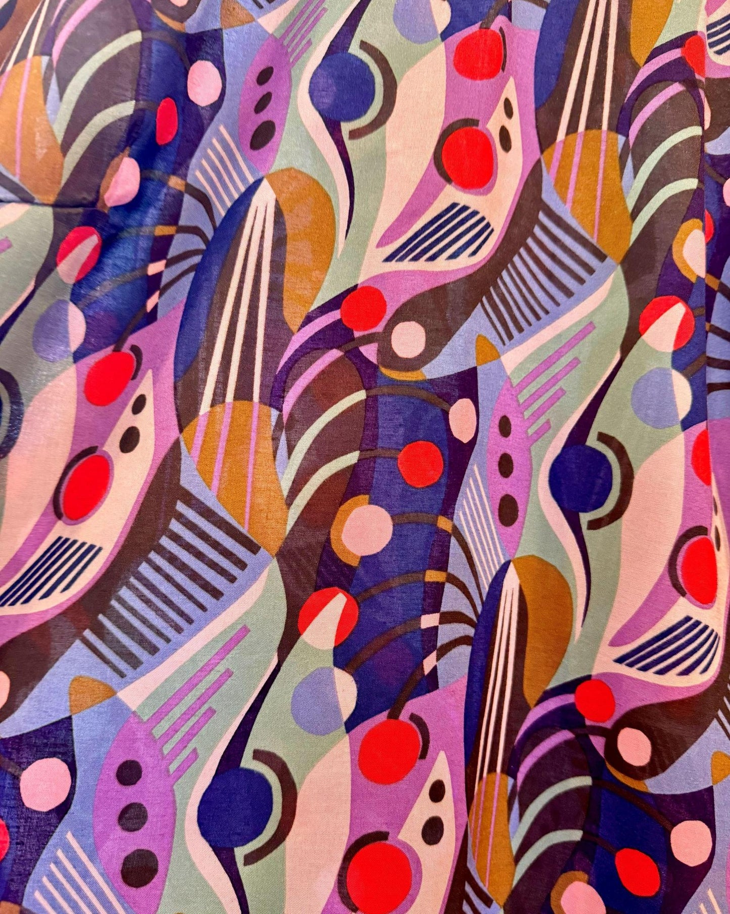 Squasht Puff Sleeve Top in Violet Geo