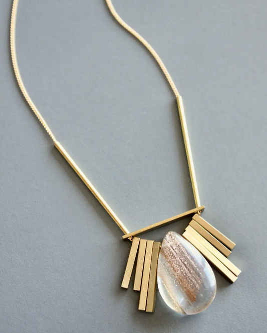David Aubrey Quartz and Brass Art Deco Necklace