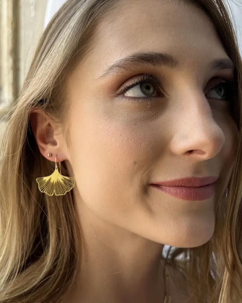 Amano Studio 14k Gold Ginkgo Leaf Earrings