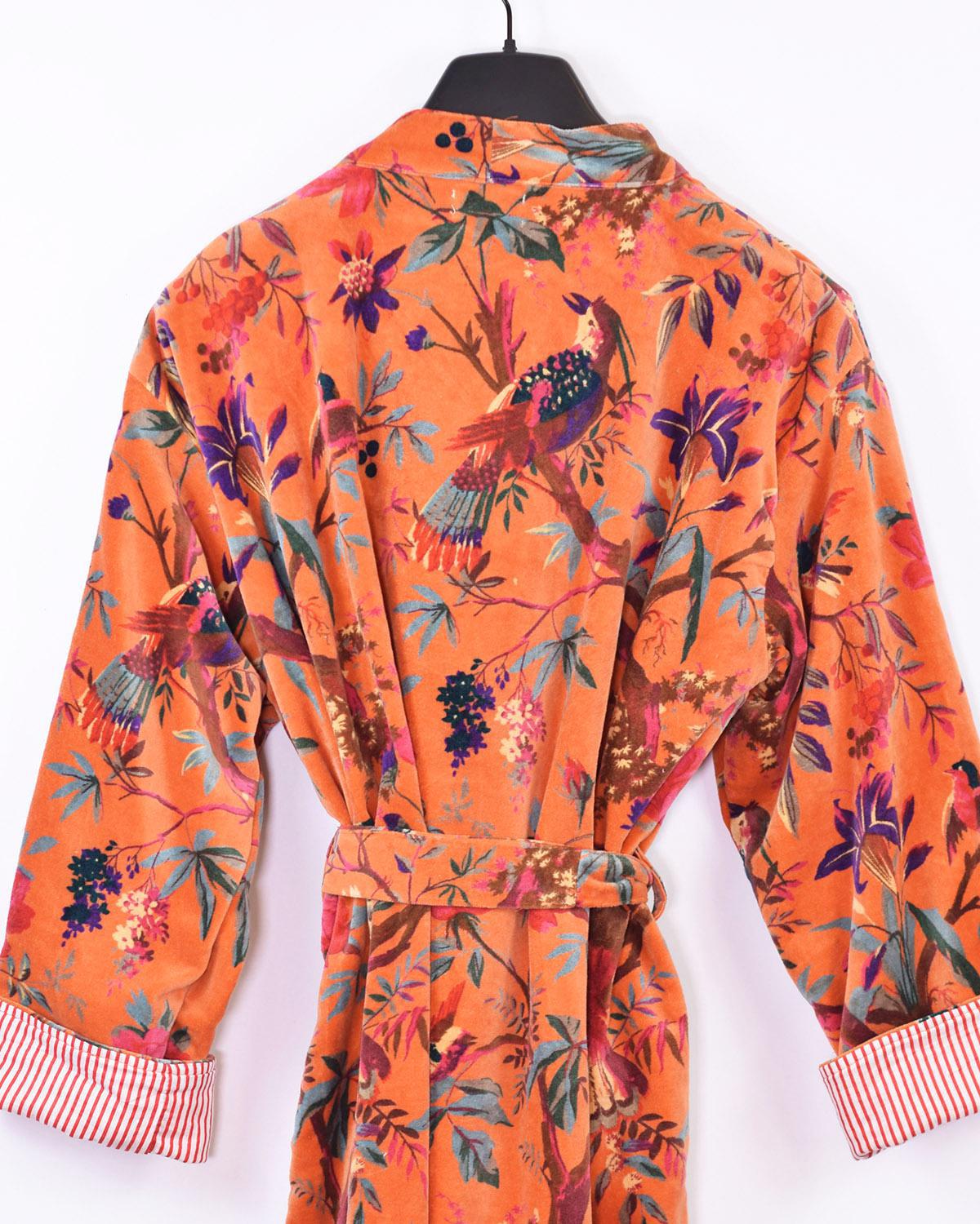Txtile Velvet Robe in Coral Paradise