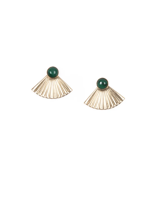 Michelle Starbuck Mini Pleat Jacket Earrings Malahite