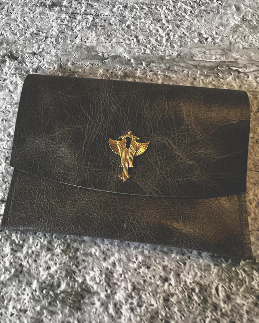Vallente Leather Lil' Stamped Wallet Grey with Double Eagle