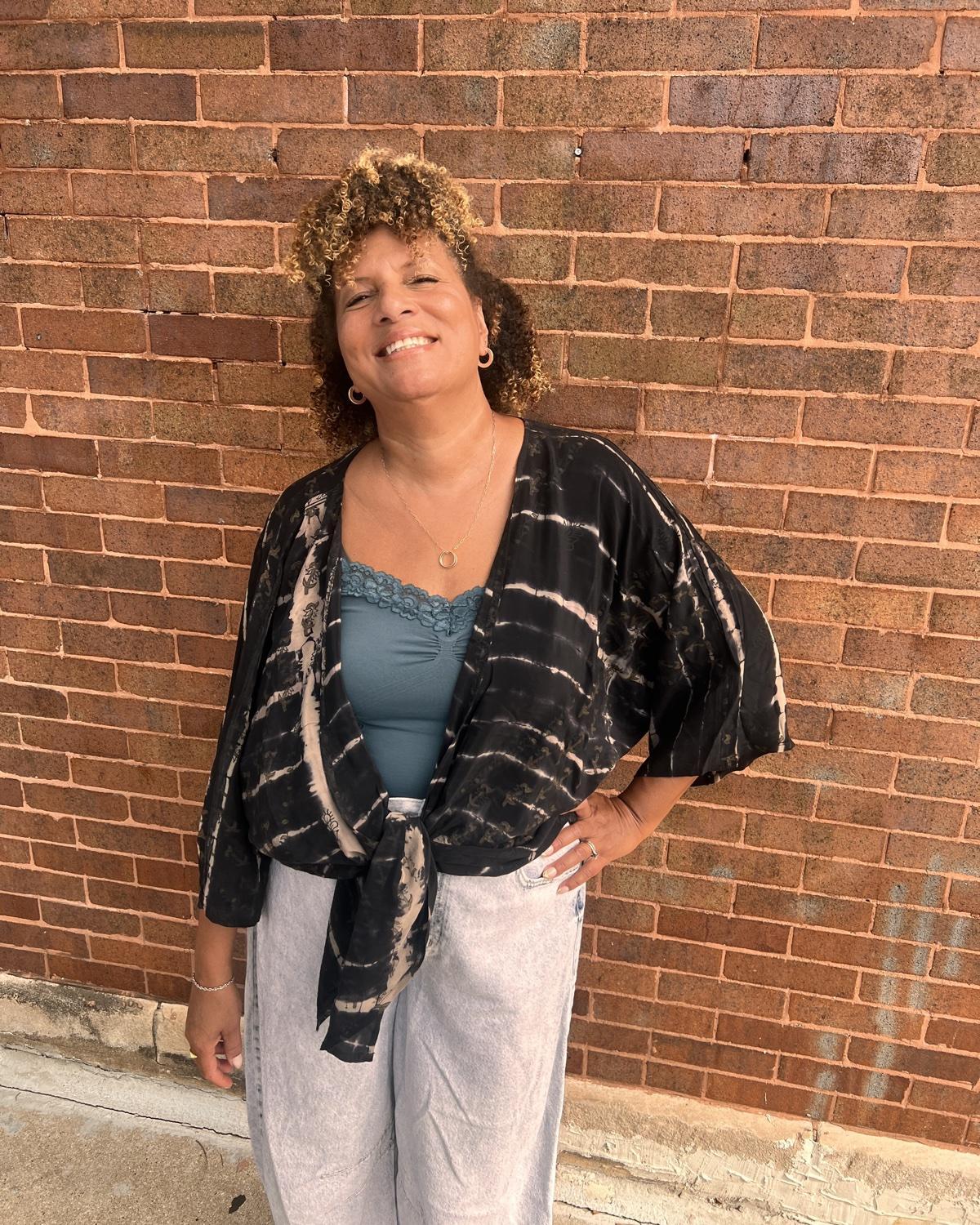 Indie Ella Ronak Jacket in Midnight Tie-Dye Stripes