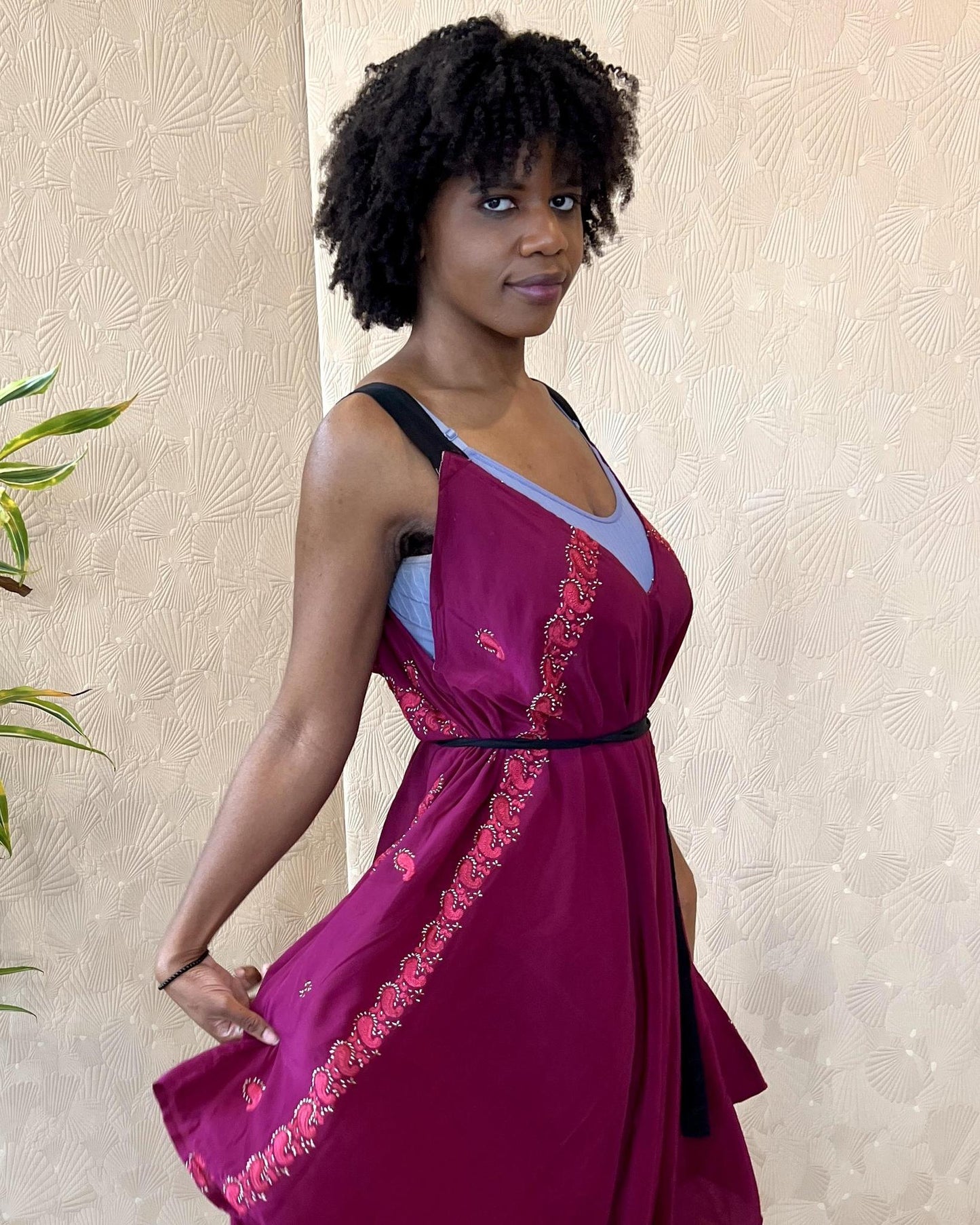 Indie Ella Zatanna Boho Silk Jumpsuit in Red Red Wine