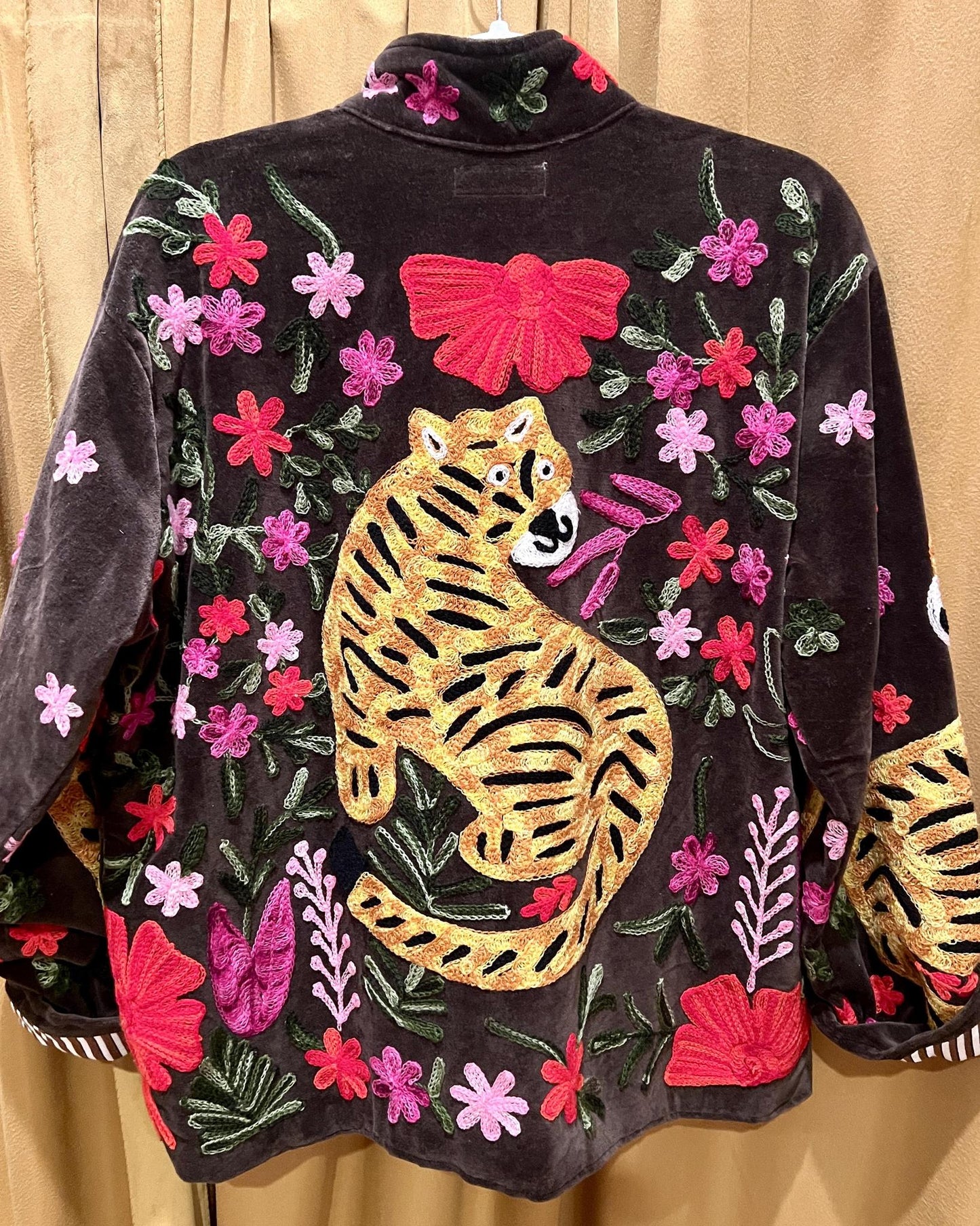 Txtile Crazy Tiger Velvet Jacket in Dark Brown