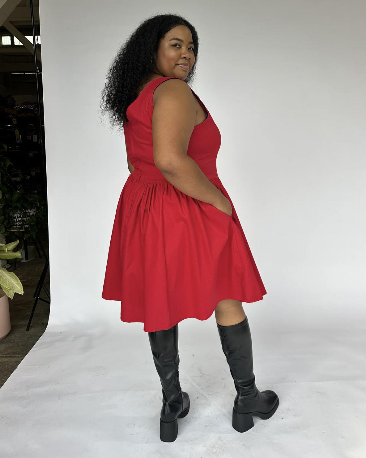 Nooworks Mini Misty Dress in Red Twill