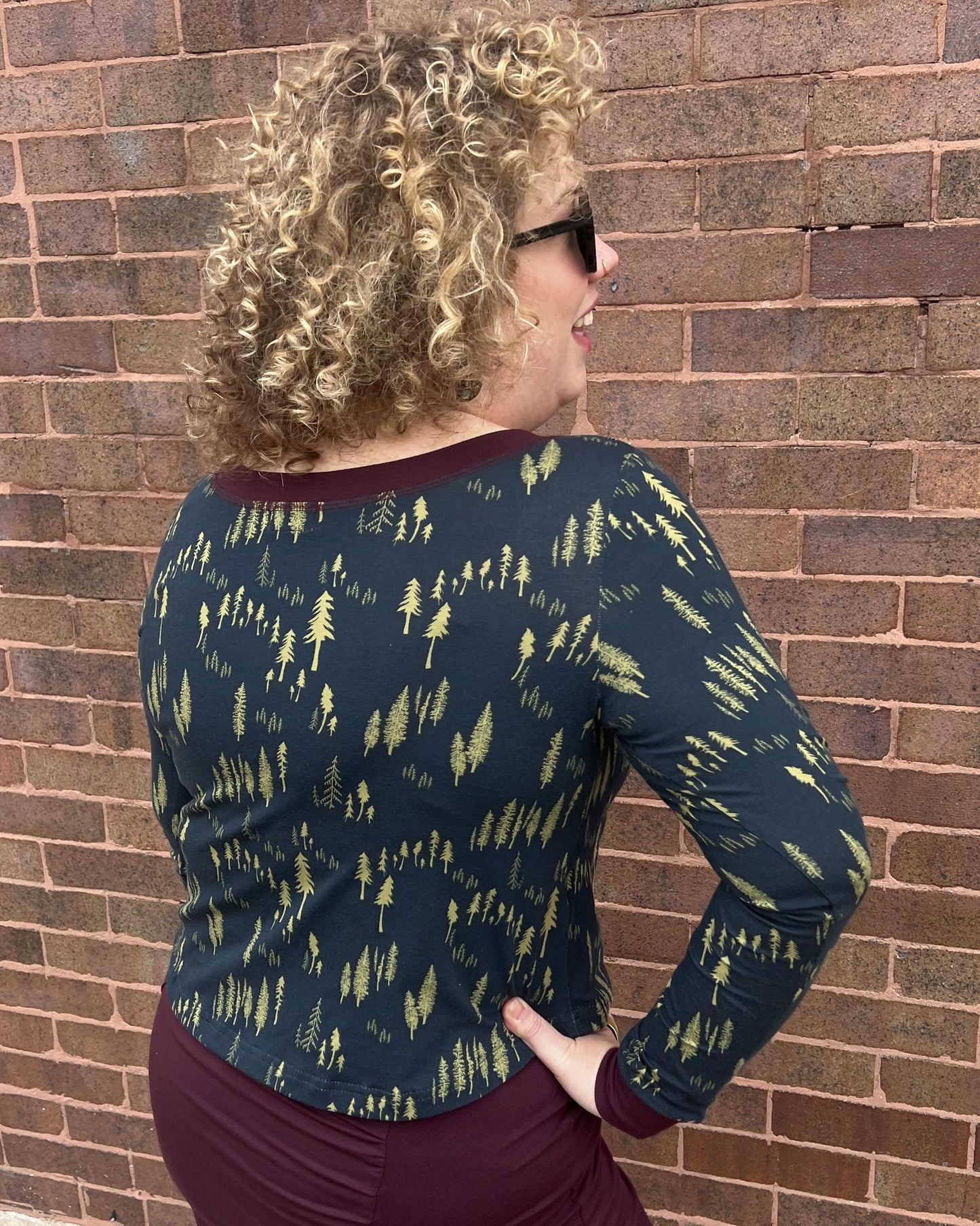 Squasht Long Sleeve Croppish Top in Midnight Forest