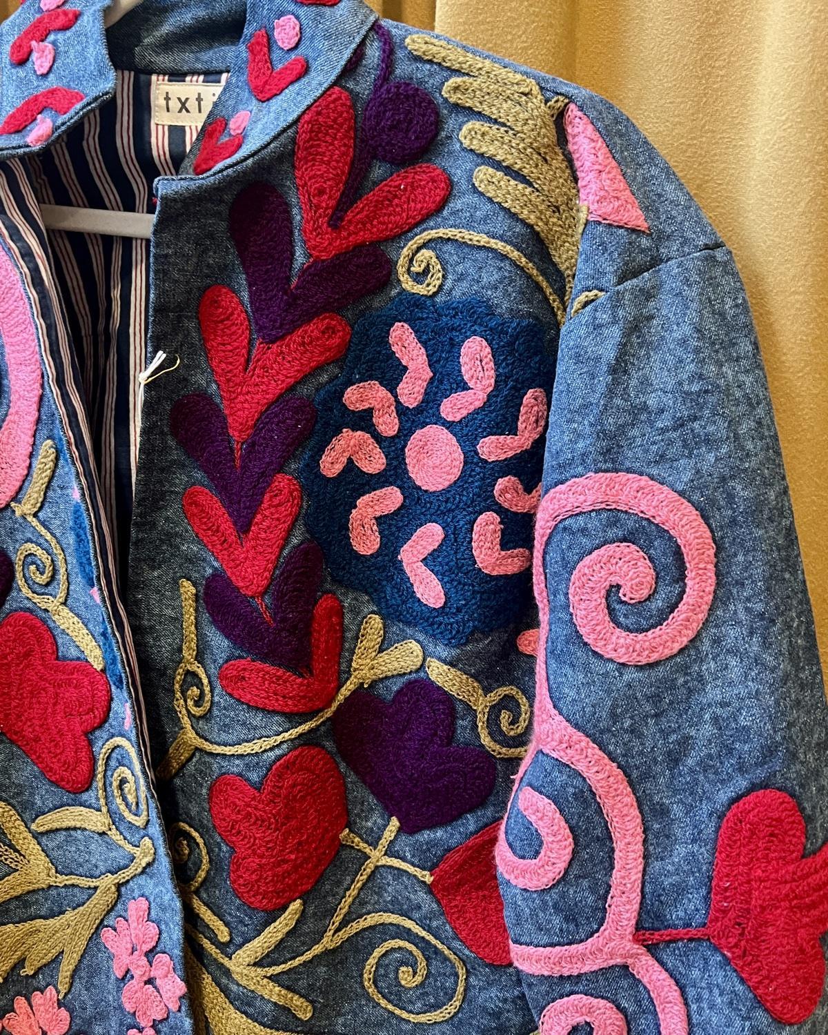 Txtile Fuschia Denim Suzanni Embroidered Jacket