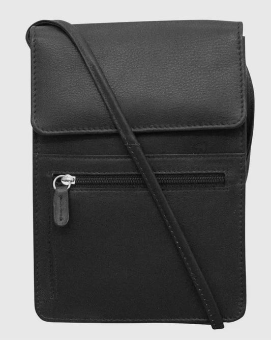 ili Leather Mini Organizer on a String - Black