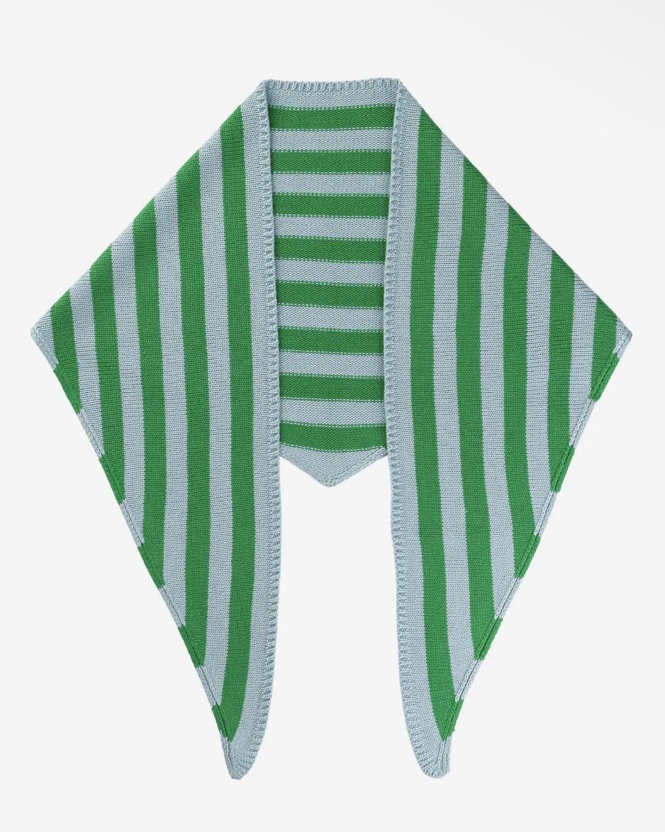 Verloop Simple Stripe Triangle Scarf in Kelly Stone Blue