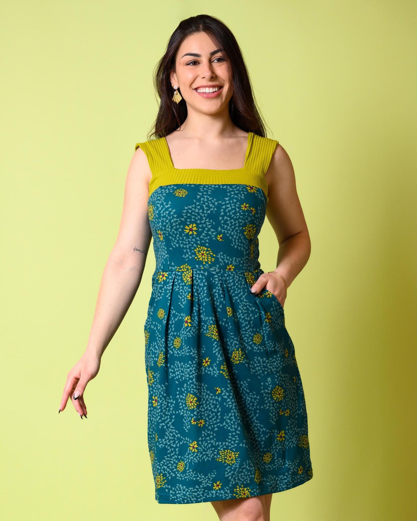 Squasht Wide Strap Dress in Teal Spring Floral - SALE